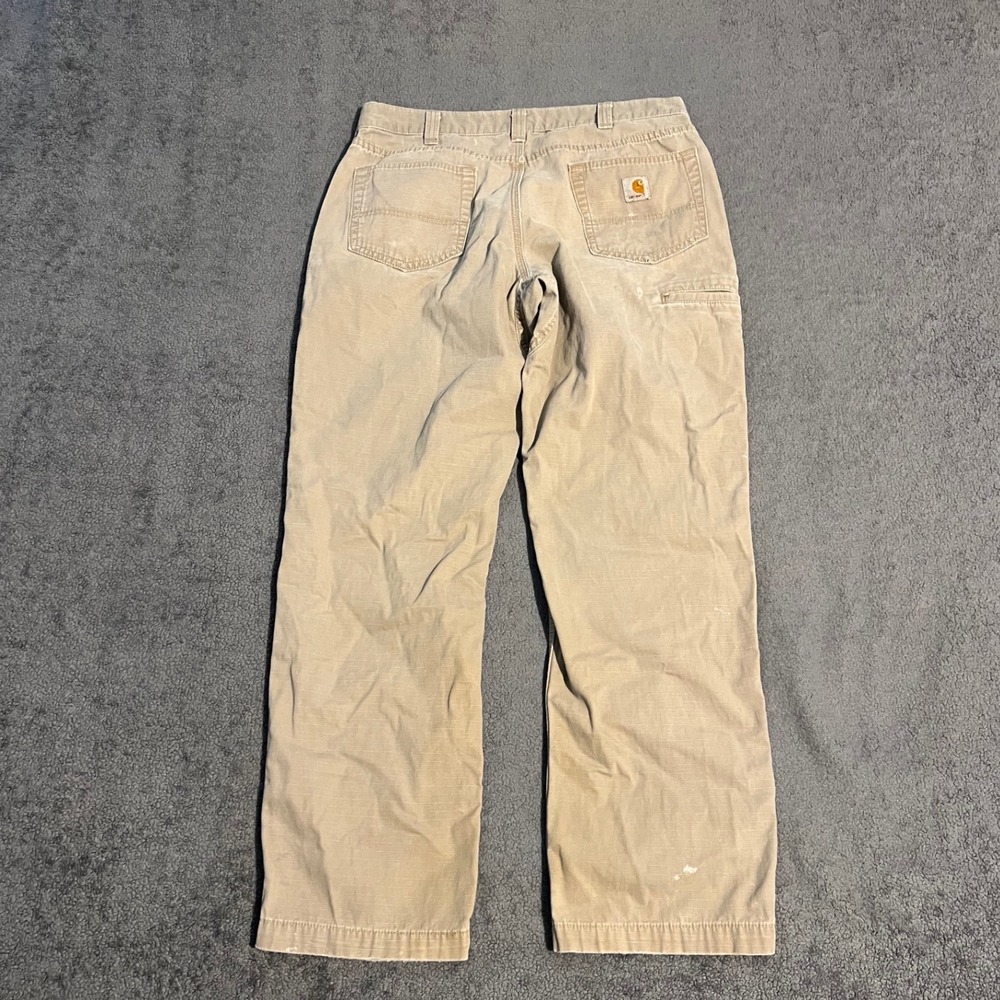 Carhartt Mens Work Pants Tan Carpenter 36x31 Distressed Painter Cargo